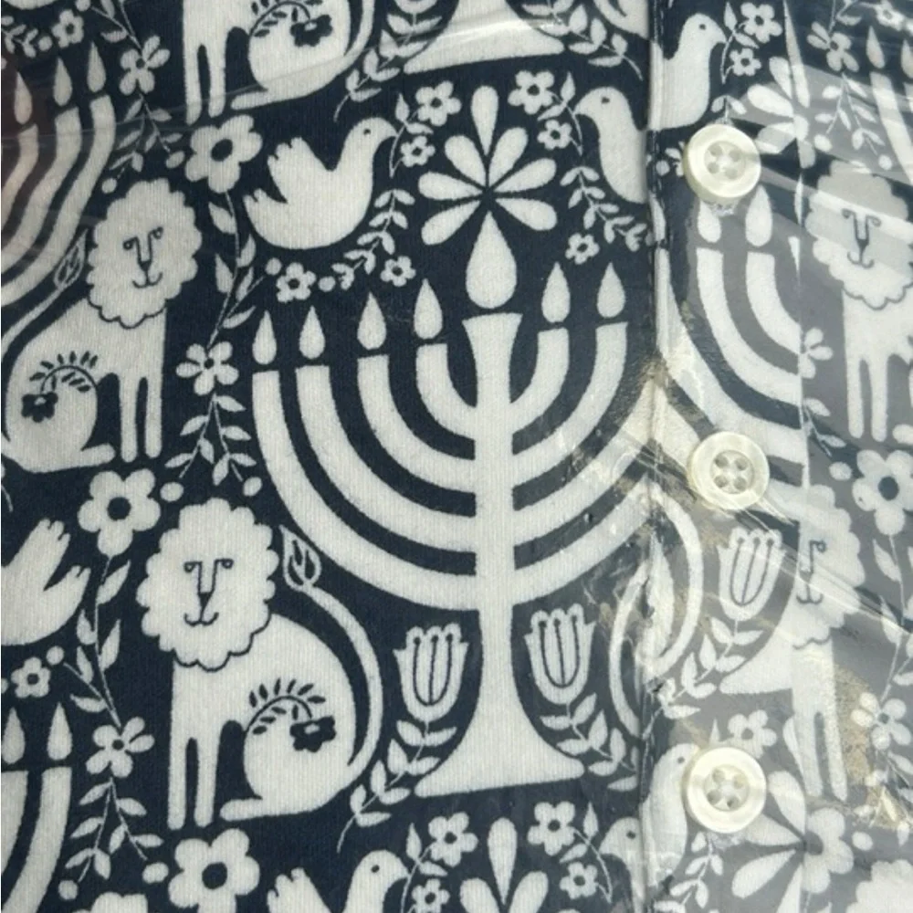 XXL NWT Kate Quinn mama pj set navy menorah cotton Hanukah holiday